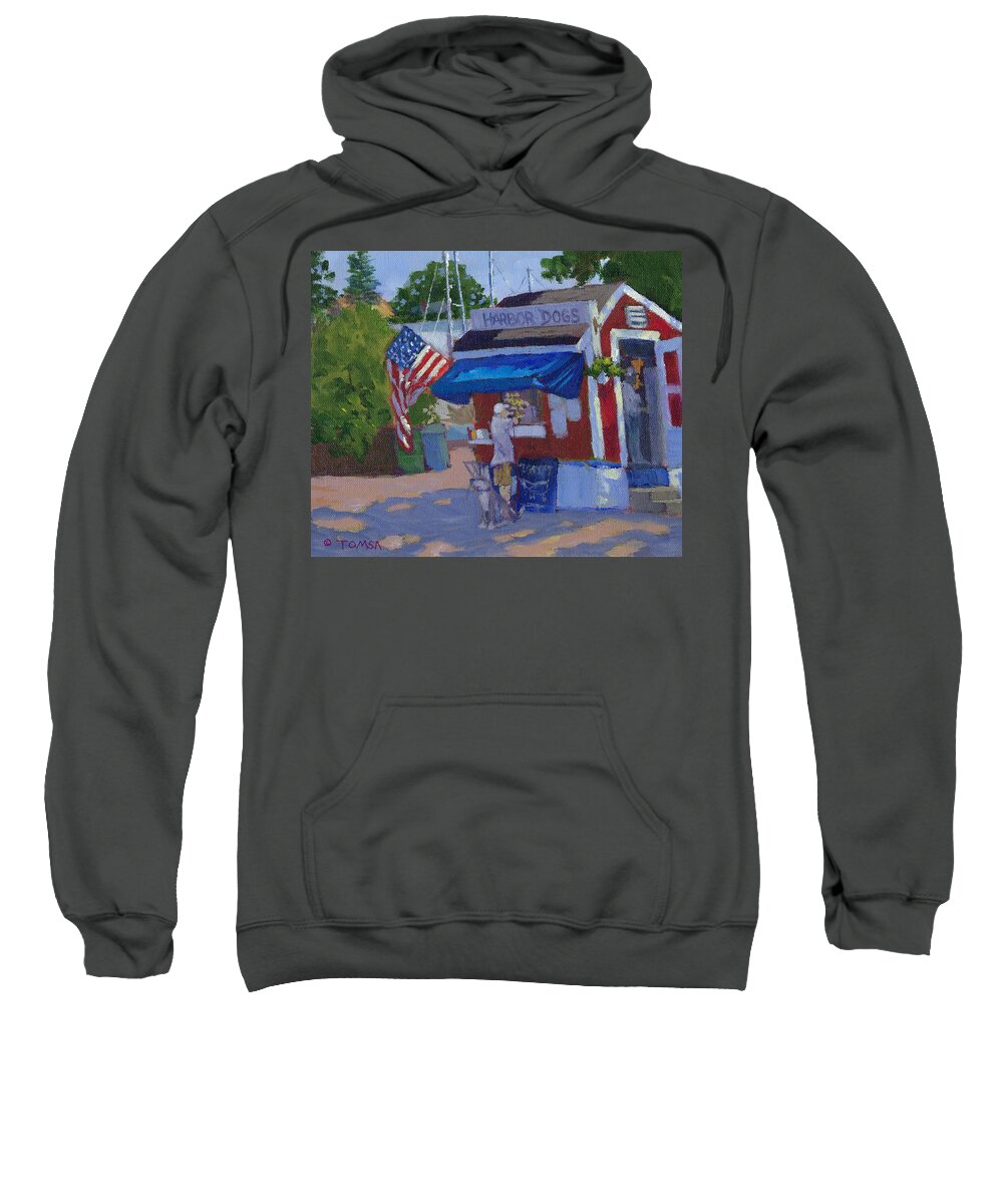 First Customers Sweatshirt featuring the painting First Customers by Bill Tomsa