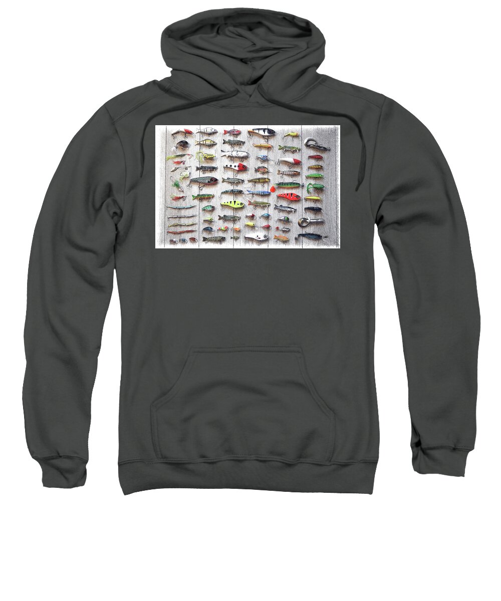 Fishing Sweatshirt featuring the drawing Fishing Lures - DWP2669219 by Dean Wittle