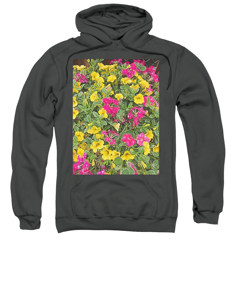 Photoshop Sweatshirt featuring the digital art Flower pot on my back porch by Steve Glines