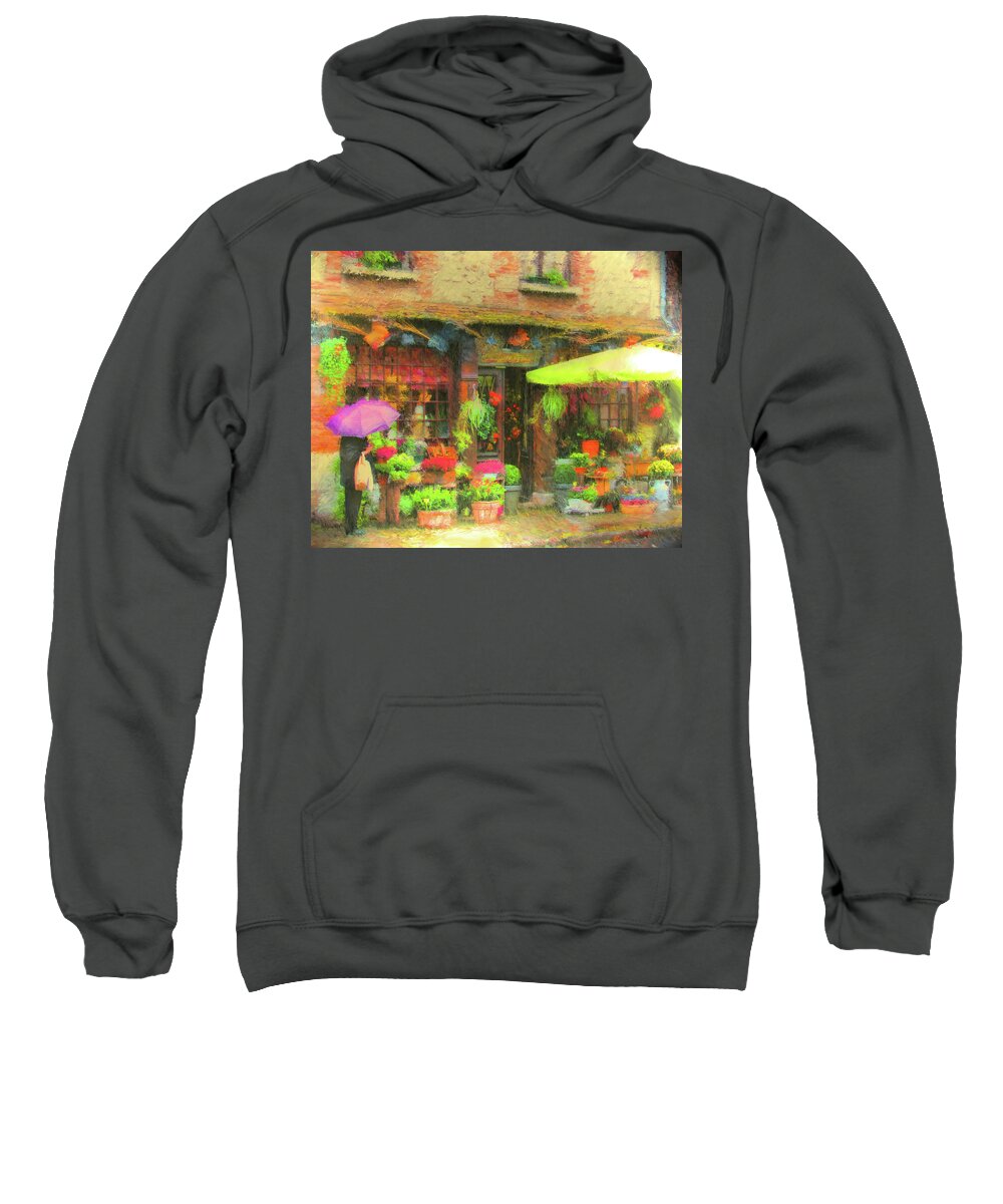 Flowers Sweatshirt featuring the painting French Flower Shop by Joel Smith