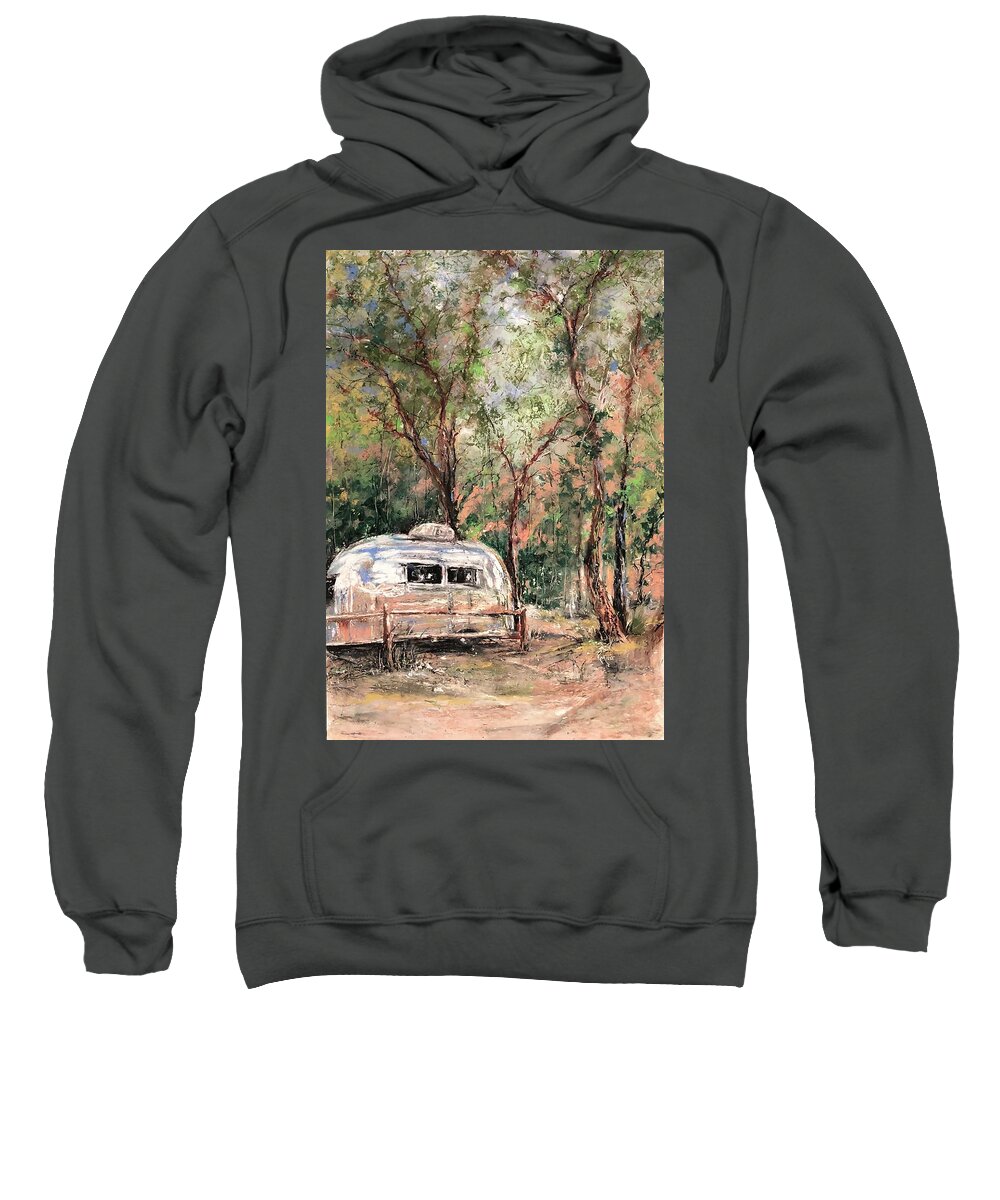 Airstream Sweatshirt featuring the painting Glamping In Zion National Park by Robin Miller-Bookhout