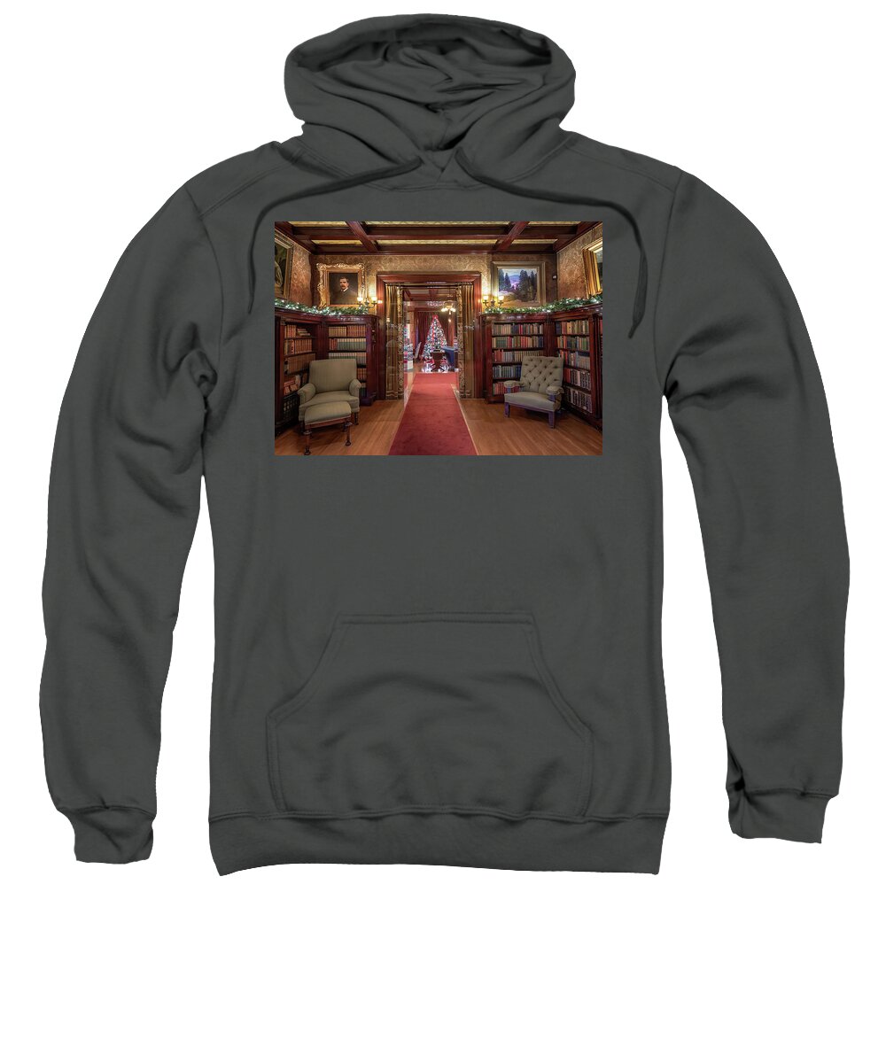 Glensheen Sweatshirt featuring the photograph Glensheen Library #3 by Susan Rissi Tregoning