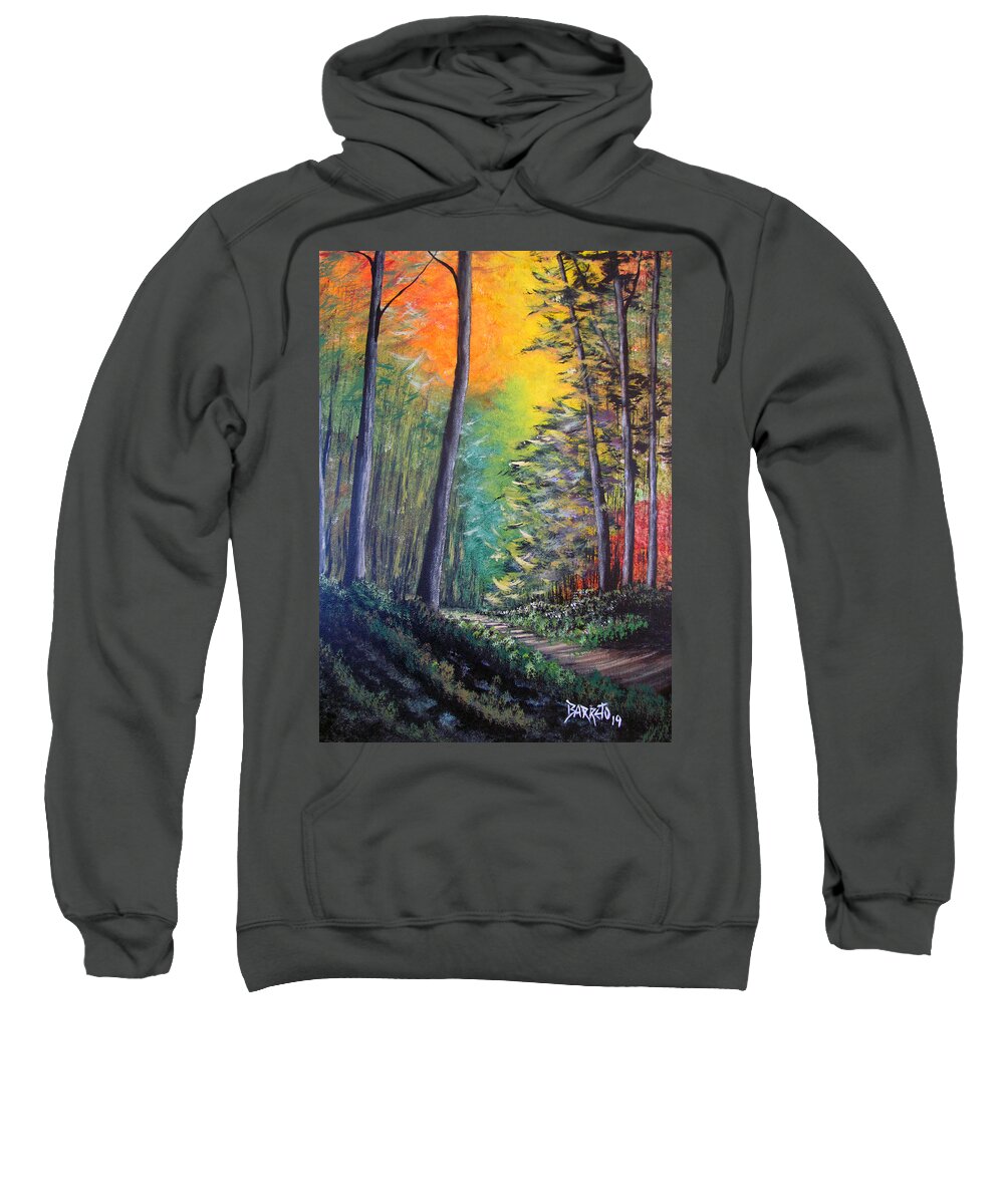 Forest Sweatshirt featuring the painting Glowing Forrest by Gloria E Barreto-Rodriguez