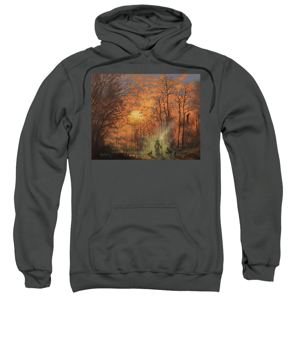 Halloween Sweatshirt featuring the painting Halloween Witch by Tom Shropshire