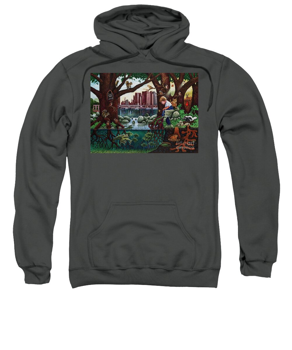 Fish Sweatshirt featuring the painting Happy Hollow by Michael Frank