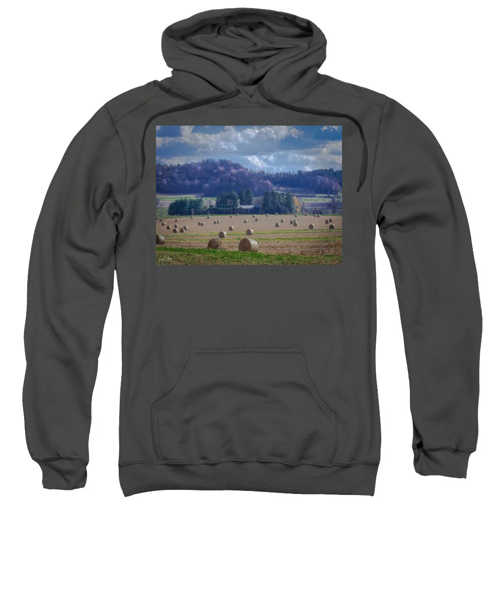 Hay Bales Sweatshirt featuring the photograph Hay Bale Harvest by Phil S Addis
