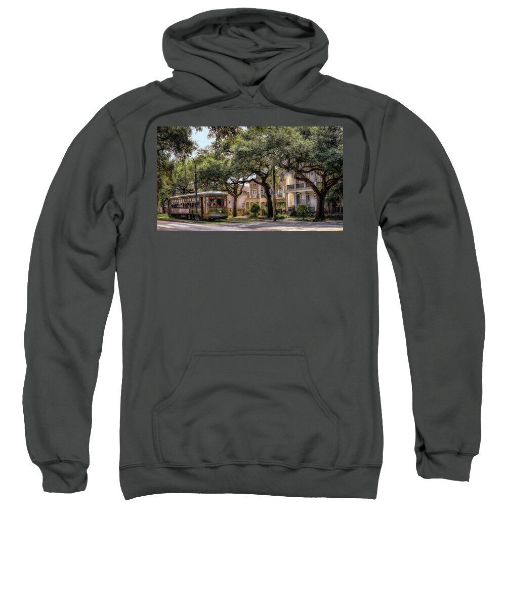 Garden District Sweatshirt featuring the photograph Historic St. Charles Streetcar by Susan Rissi Tregoning