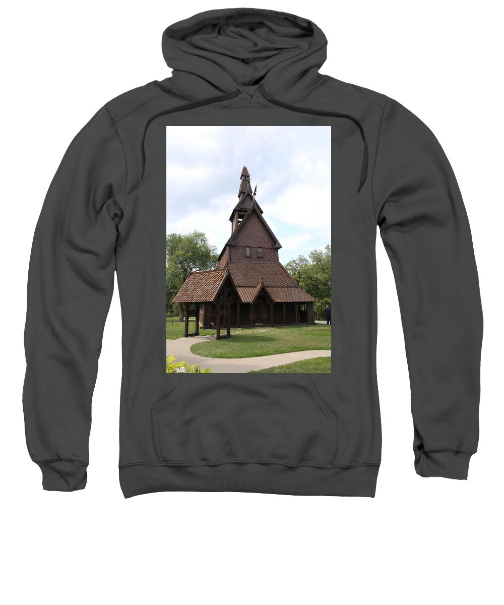 Hopperstad Sweatshirt featuring the photograph Hopperstad Stave Church Replica by Laura Smith