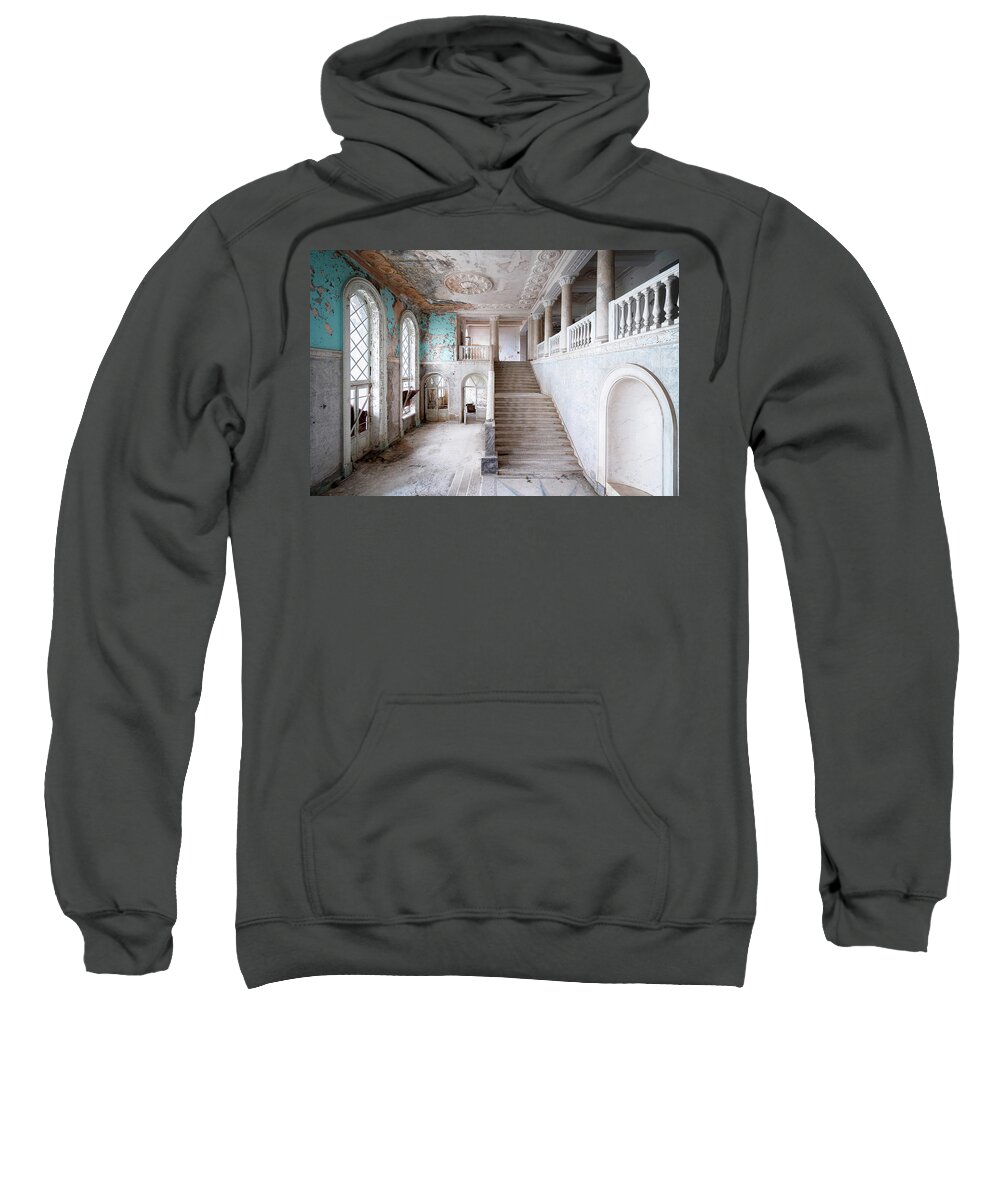 Urban Sweatshirt featuring the photograph Huge Abandoned Staircase by Roman Robroek