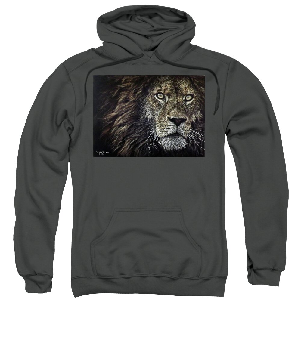 Lion Sweatshirt featuring the pastel I Am King by Linda Becker