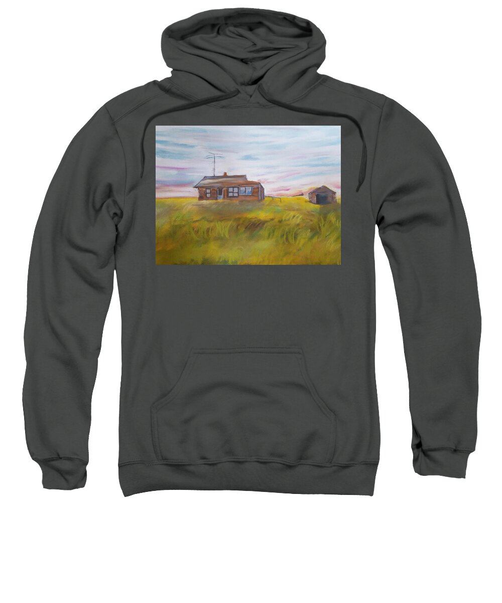 Abandoned Homestead Sweatshirt featuring the pastel I knew who lived here.. by Cathy Anderson