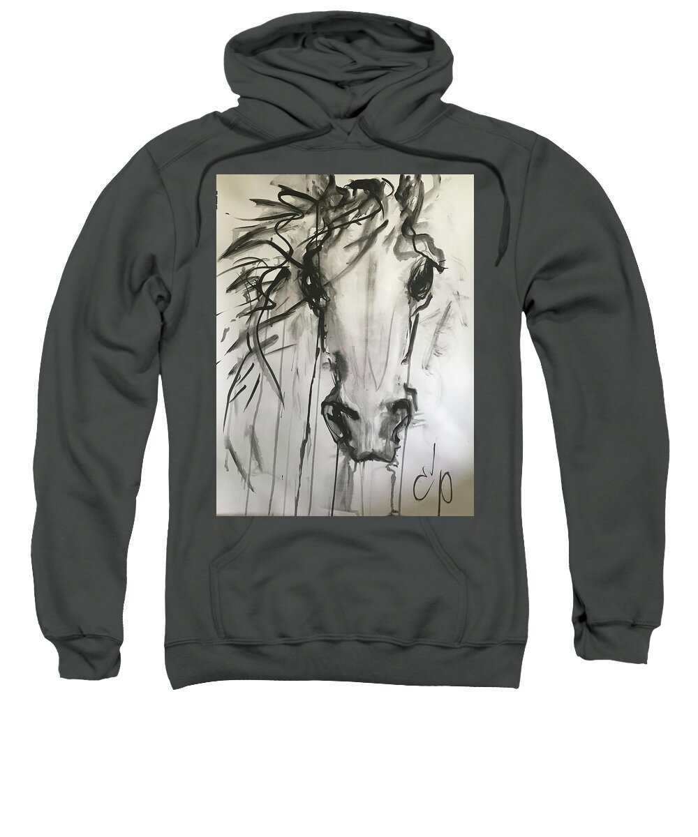 Painting Sweatshirt featuring the painting Horse Head by Elizabeth Parashis