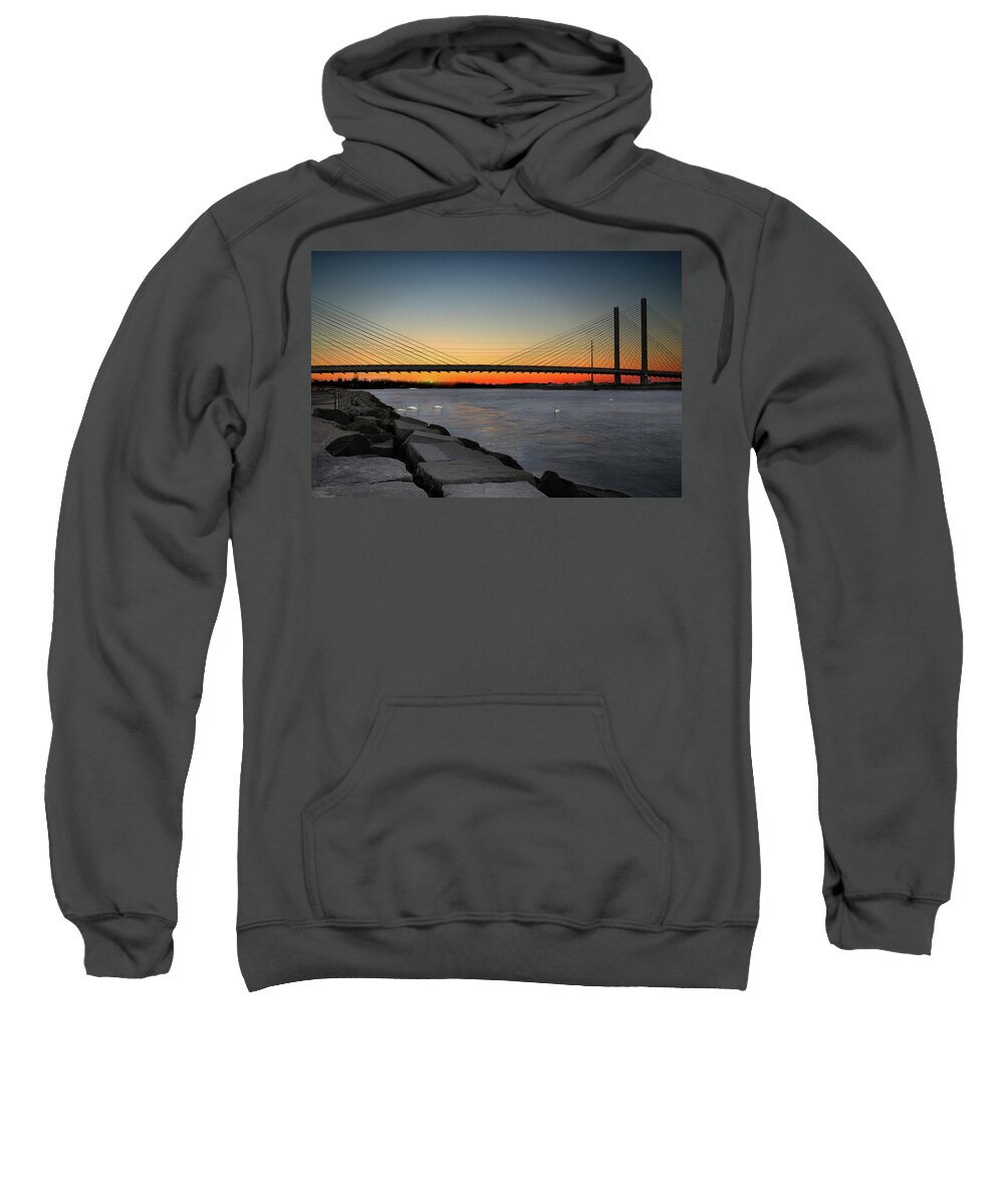 Swan Lake Sweatshirt featuring the photograph Indian River Bridge over Swan Lake by Bill Swartwout