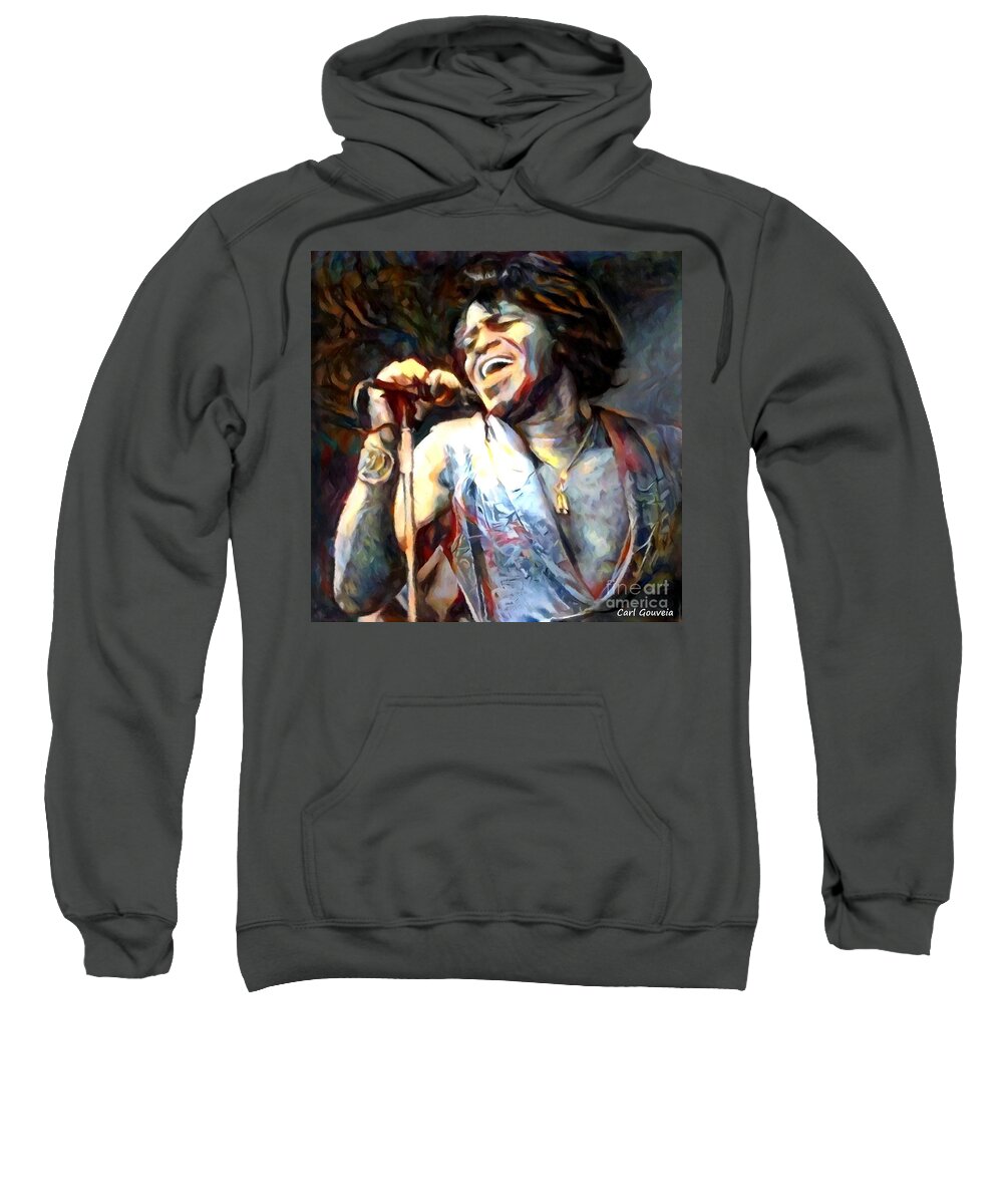 James Brown Sweatshirt featuring the painting James Brown by Carl Gouveia