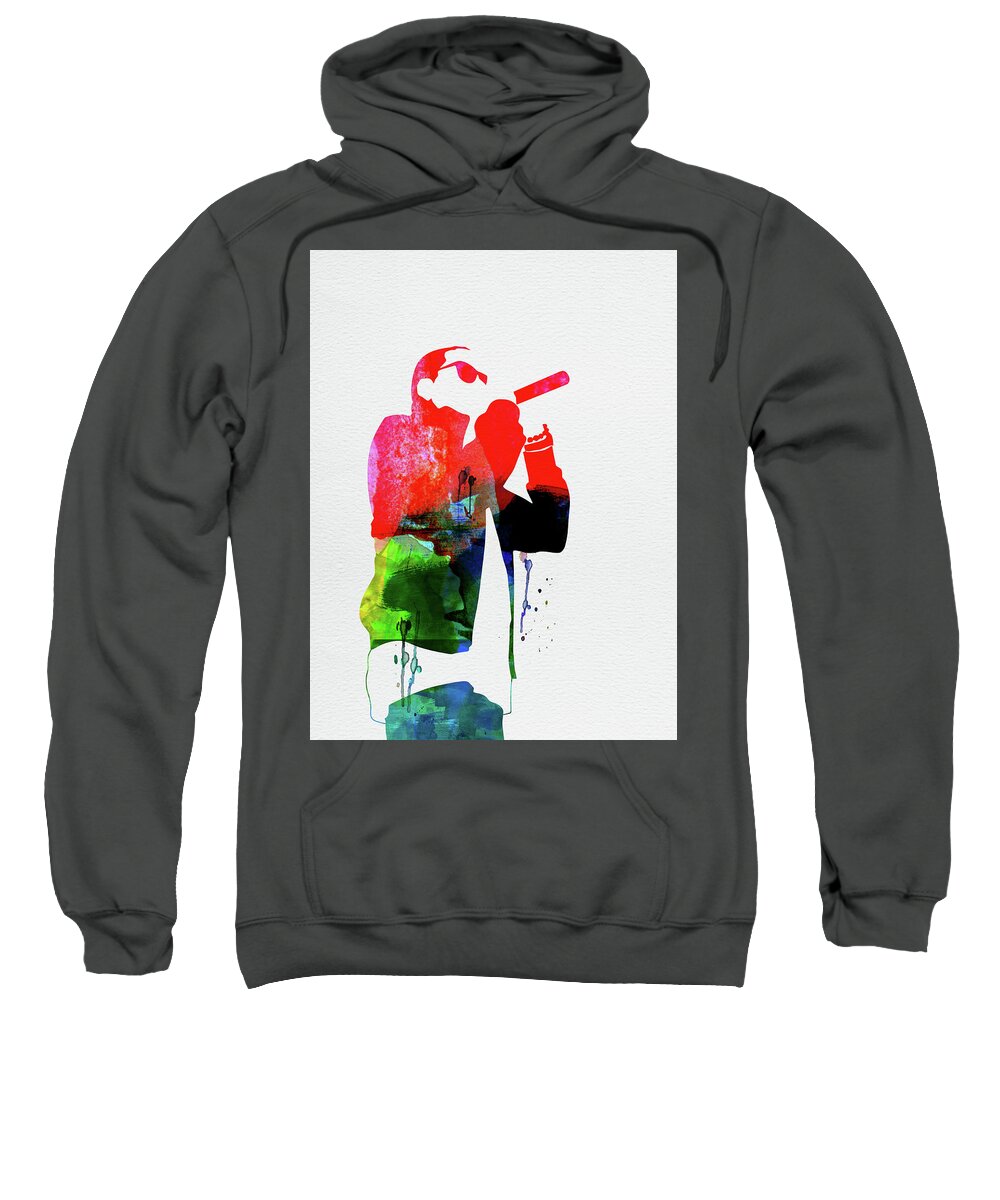 Jay-z Sweatshirt featuring the mixed media Jay-Z Watercolor by Naxart Studio