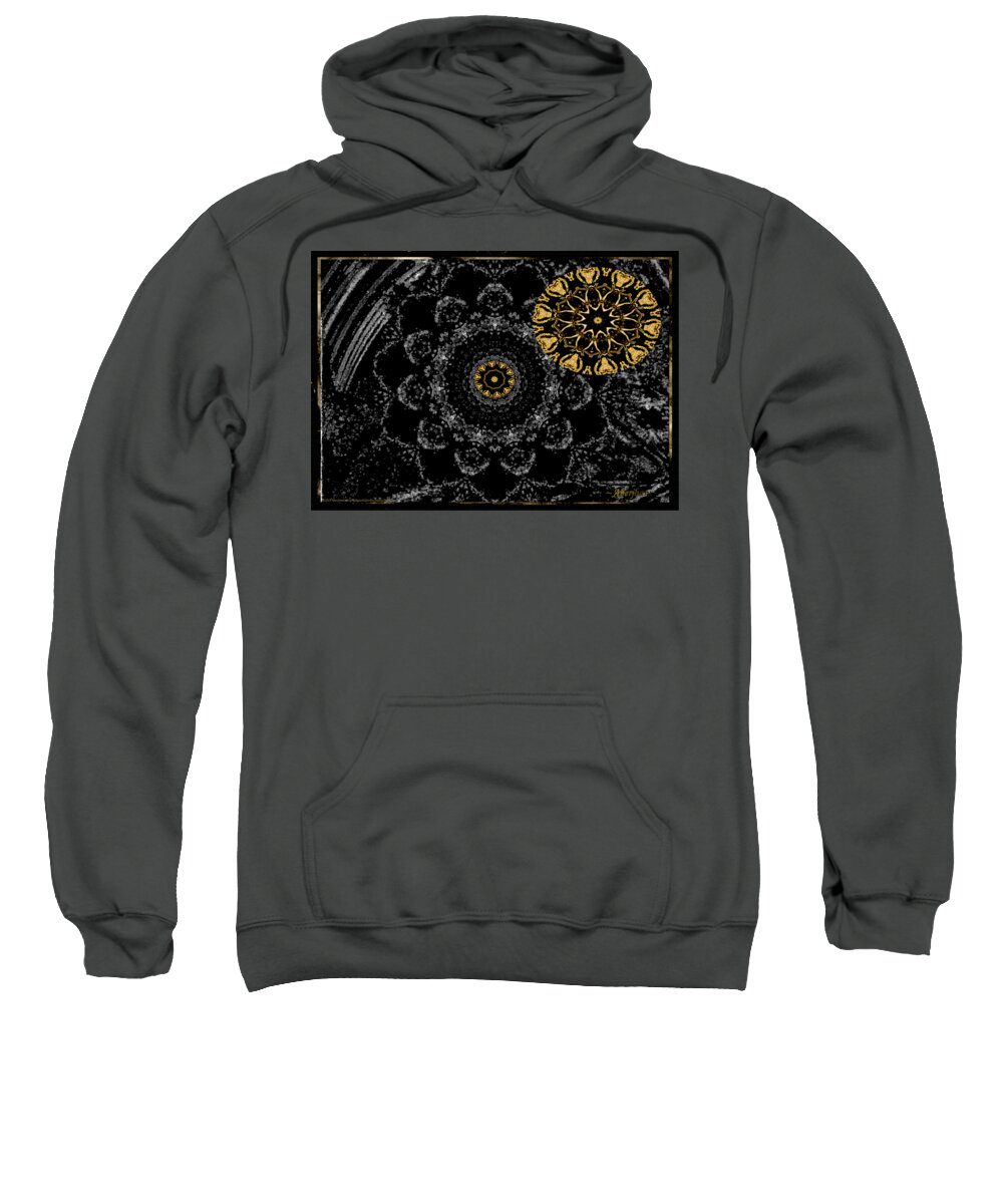 Moon Sweatshirt featuring the digital art Kaleidoscope Moon for Children Gone Too Soon Number 2 - Faces and Flowers by Aberjhani