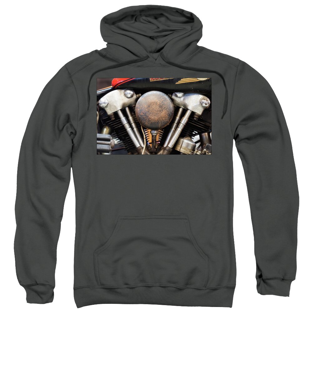 Harley Sweatshirt featuring the photograph Knucklehead Motor by Andy Romanoff