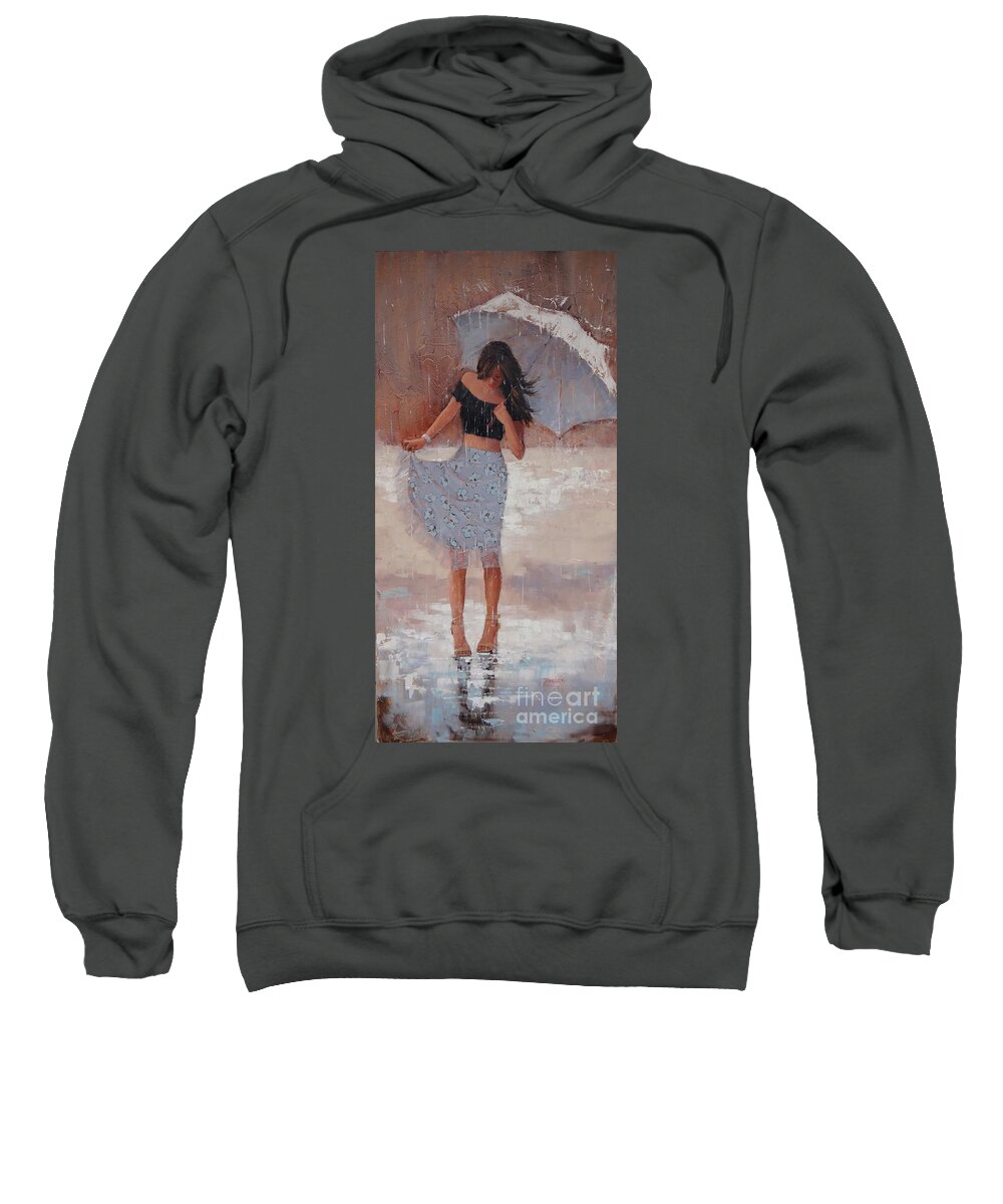 Beautiful Woman Sweatshirt featuring the painting Lavender and Lace by Laura Lee Zanghetti