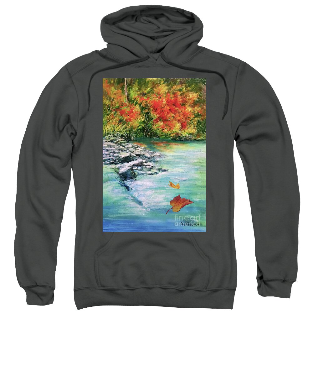 Autumn Sweatshirt featuring the pastel Let it Go to Clean Your Soul by Yoonhee Ko