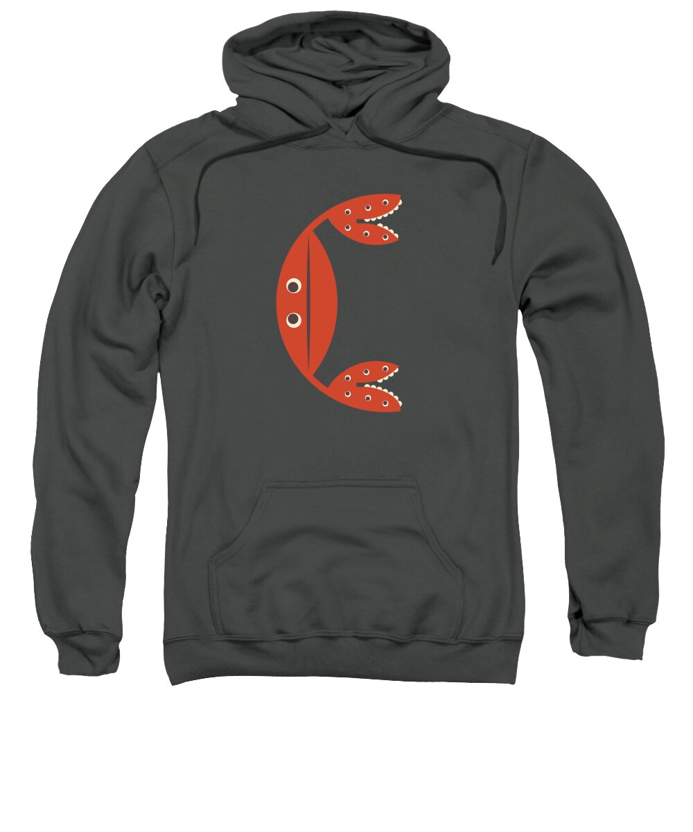 Animal Alphabet Sweatshirt featuring the digital art Letter C - Animal Alphabet - Crab Monogram by Jen Montgomery