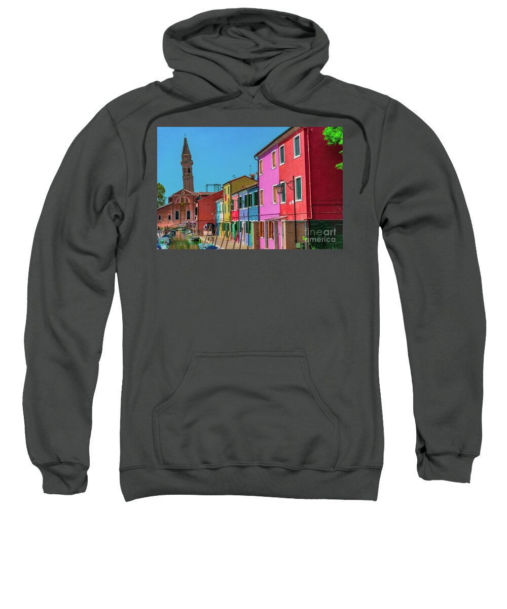Venice Sweatshirt featuring the photograph Magic colors in Burano Venice by The P