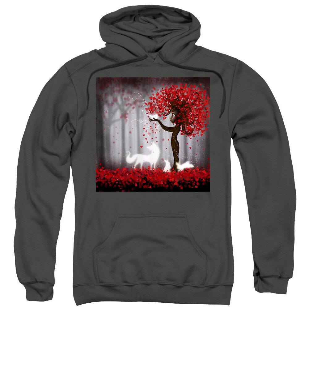 Magical Sweatshirt featuring the digital art Magical Heart Tree Forest for Spirit Animals by Laura Ostrowski