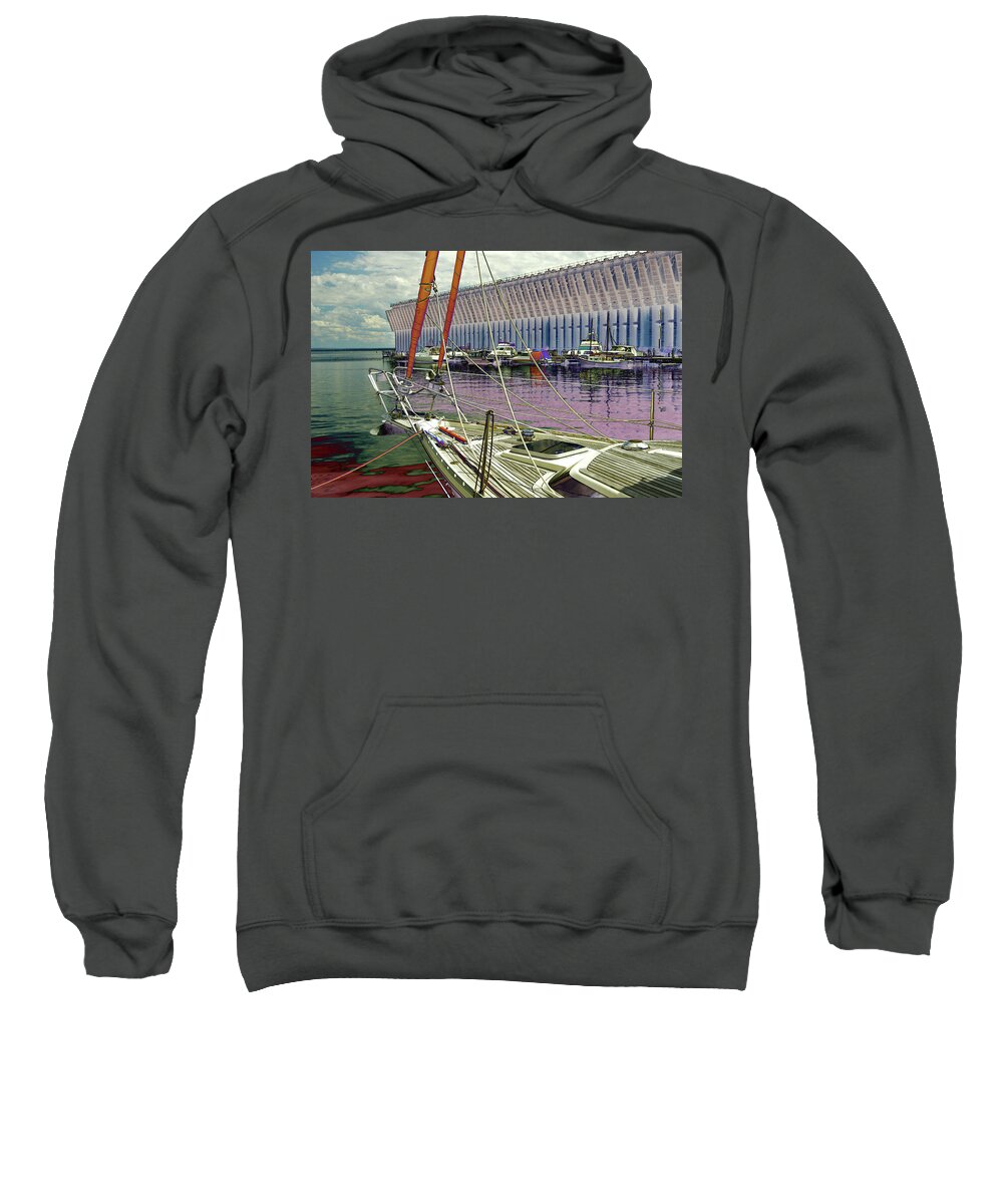 Ore Dock Sweatshirt featuring the photograph Marquette Ore Dock Lower Harbor. by Tom Kelly