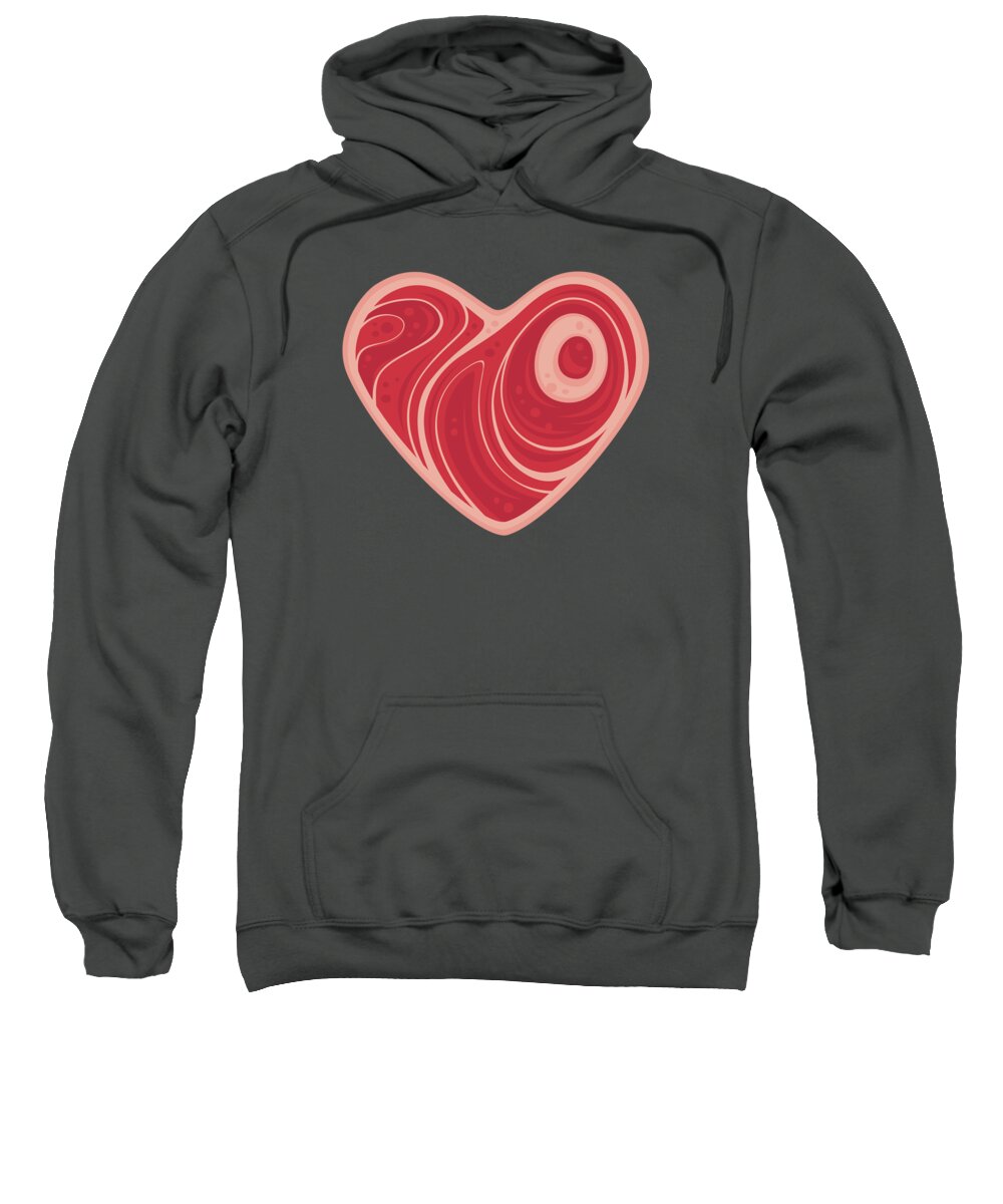 Meat Sweatshirt featuring the digital art Meat Heart by John Schwegel