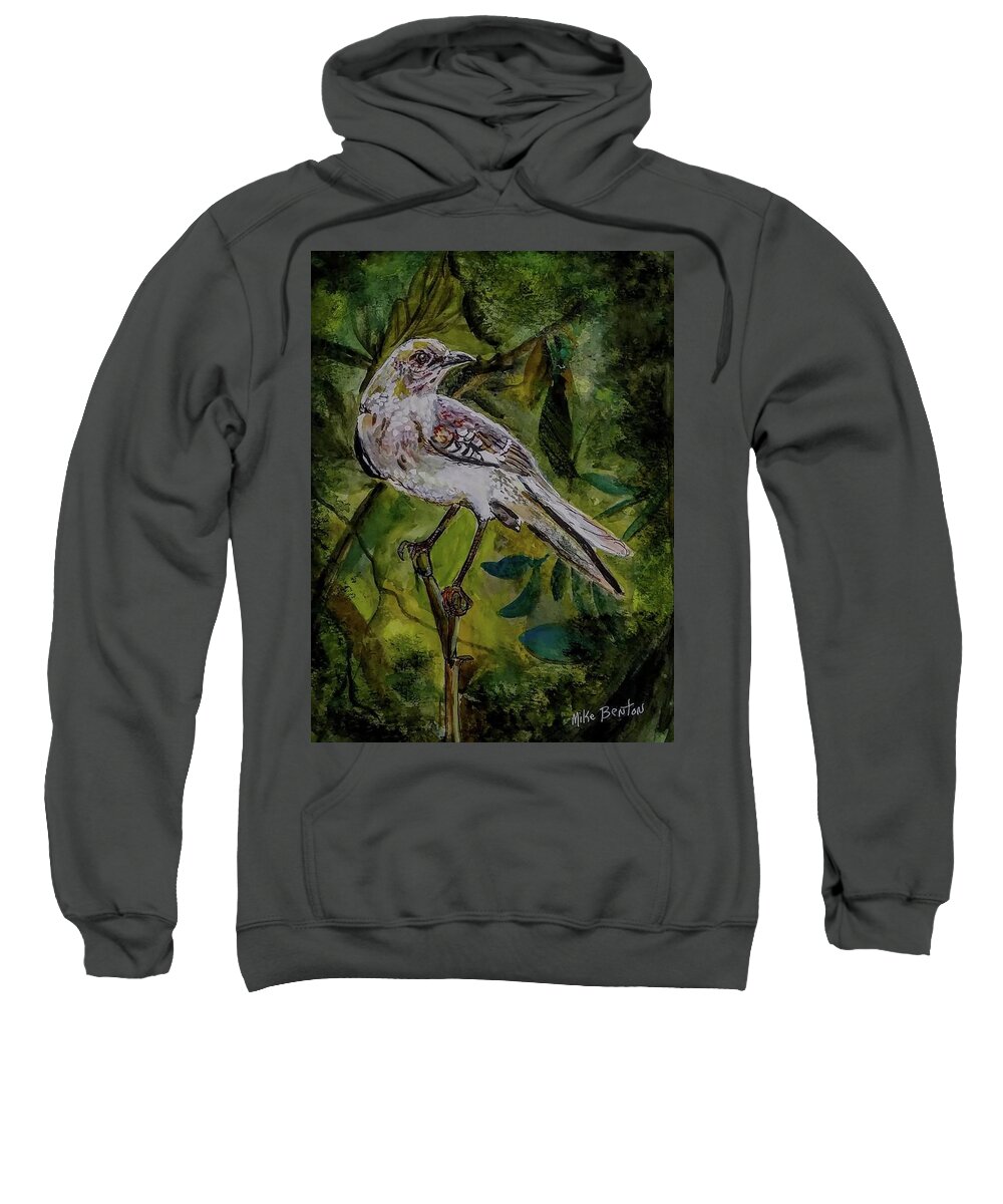 Mocking Bird Sweatshirt featuring the painting Mocking Bird by Mike Benton