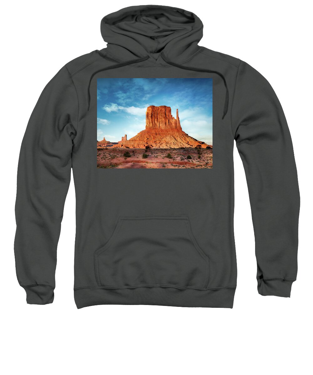 Ut Sweatshirt featuring the photograph Monument Valley Sunset 1304 by Kenneth Johnson