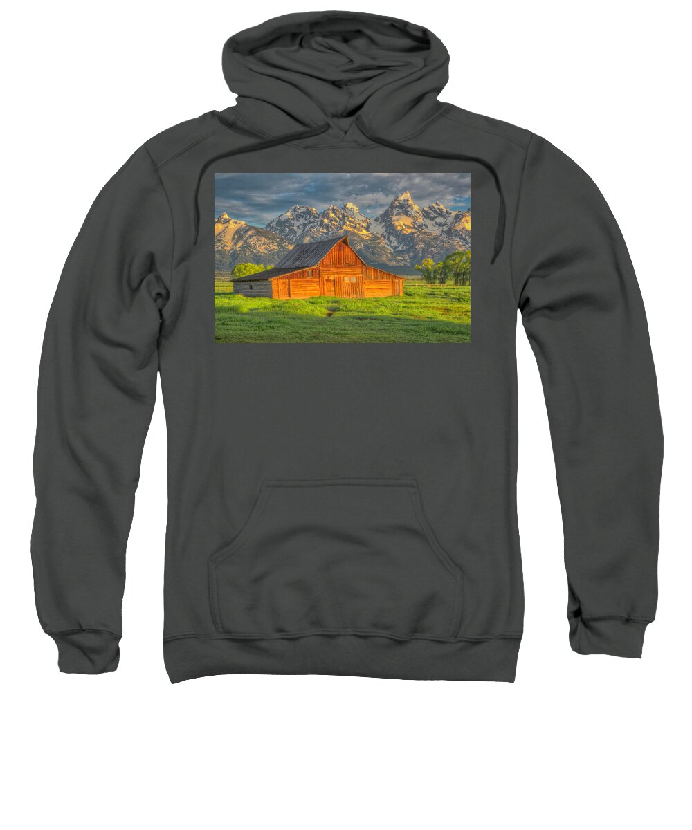 Mormon Row Sweatshirt featuring the photograph Mormon Row Barn 2011-06 16 by Jim Dollar