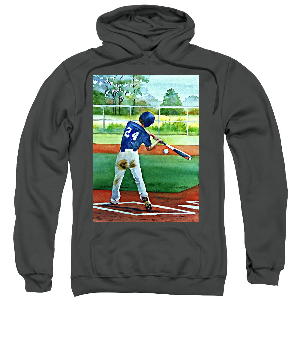 Baseball Sweatshirt featuring the painting Muddy Pants by Beth Fontenot