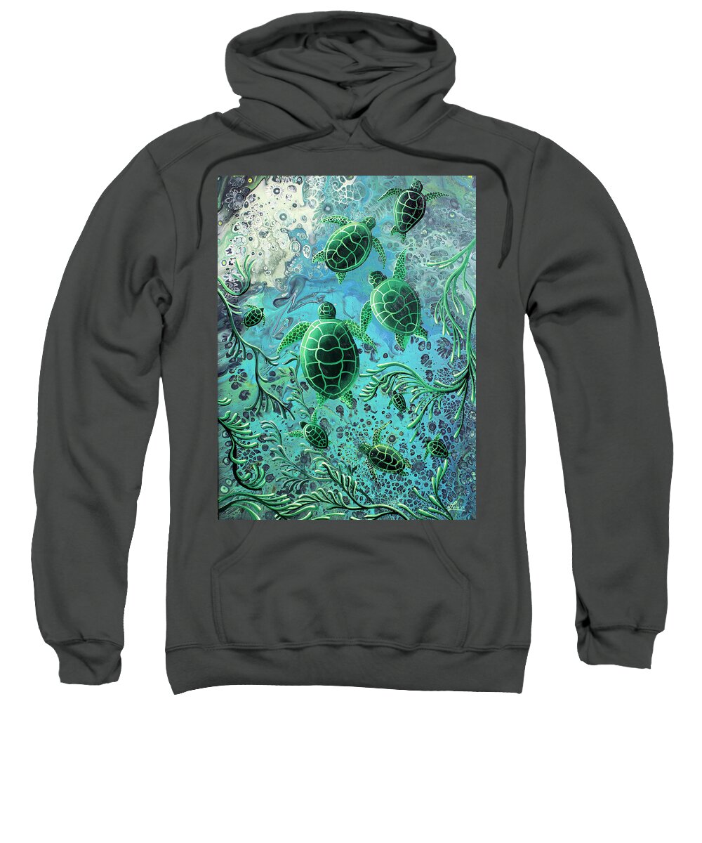 Sea Turtle Sweatshirt featuring the painting Munchkins by William Love