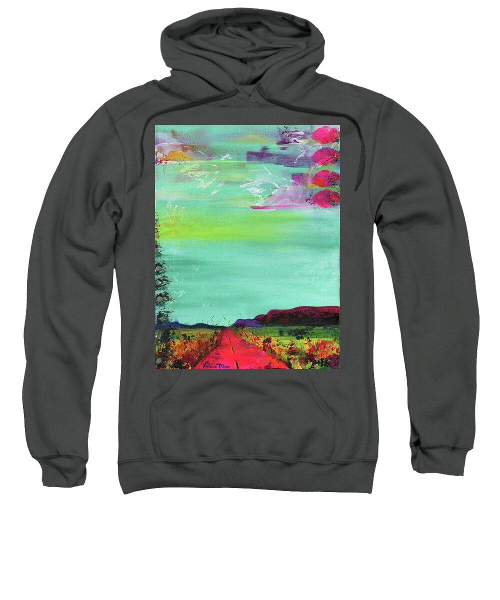 New Mexico Sweatshirt featuring the painting New Mexico Road by Madeline Dillner