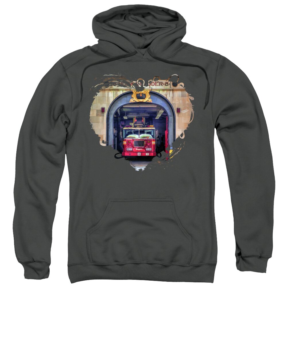 New York Sweatshirt featuring the painting New York City Firehouse Company 8 by Christopher Arndt