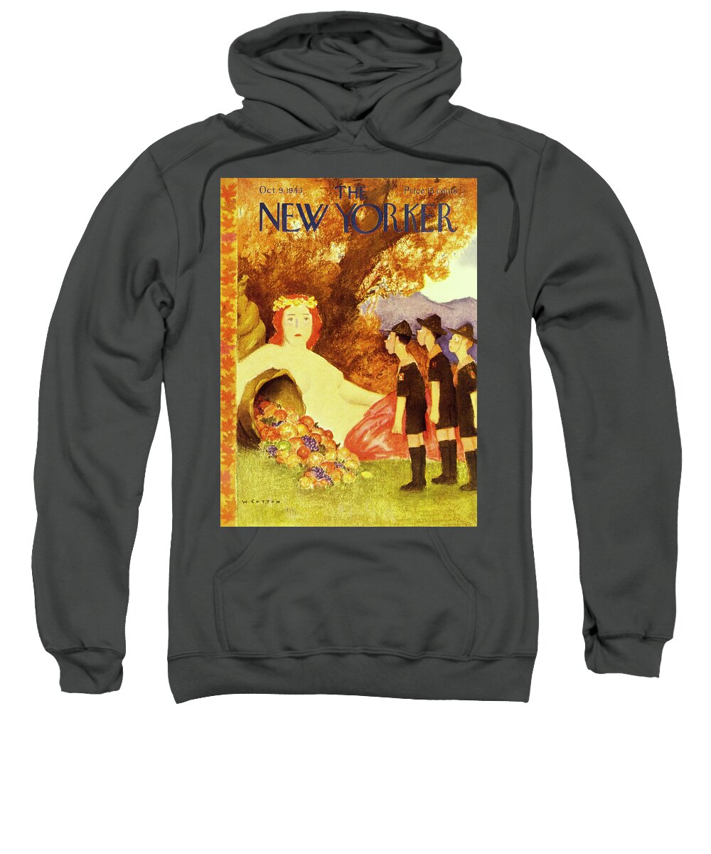 Children Sweatshirt featuring the painting New Yorker October 9 1943 by William Cotton