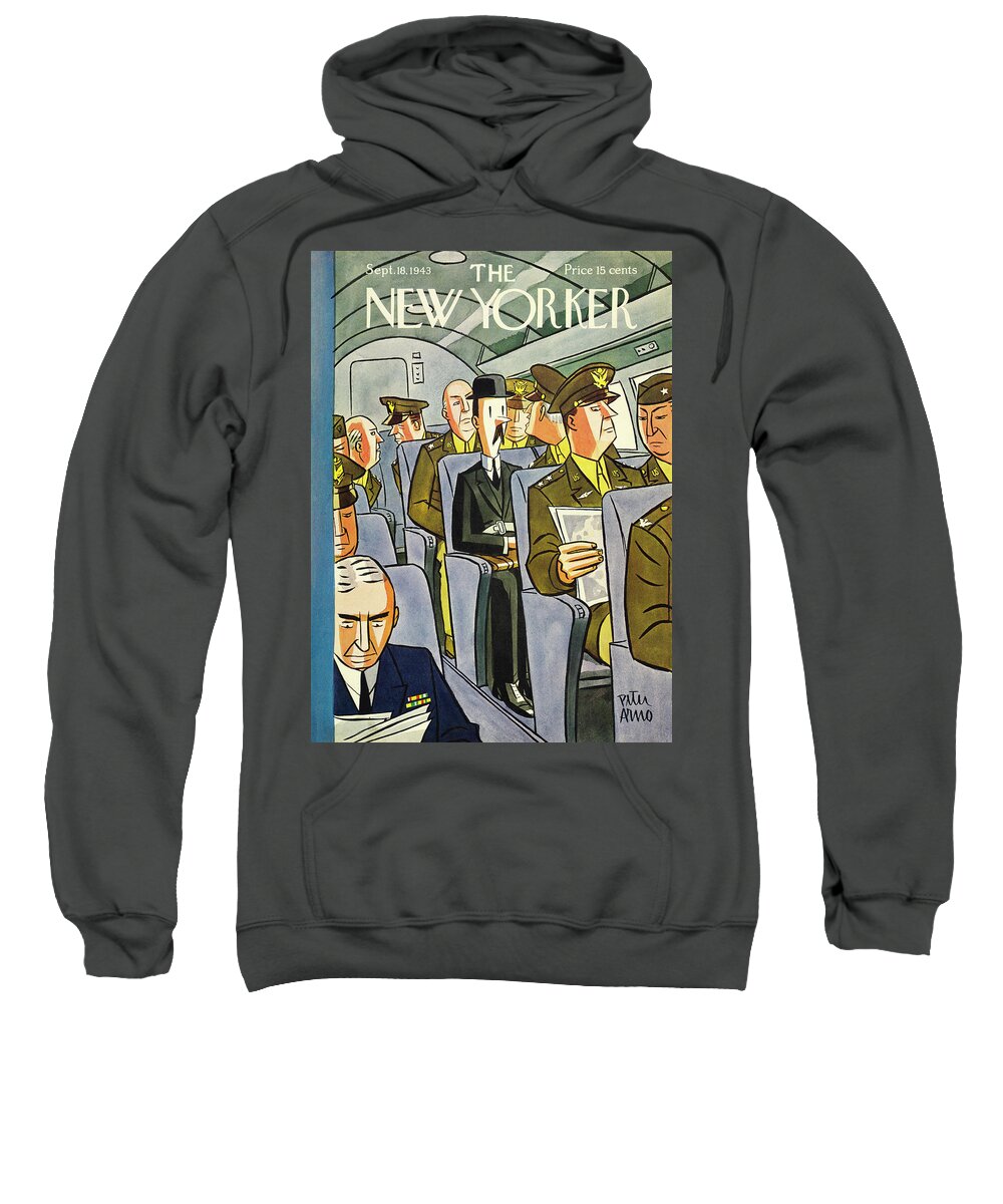 Travel Sweatshirt featuring the painting New Yorker September 18 1943 by Peter Arno