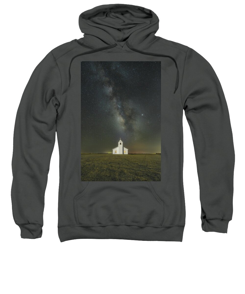 Milky Way Sweatshirt featuring the photograph Nighttime at The Chapel Revisited by James Clinich