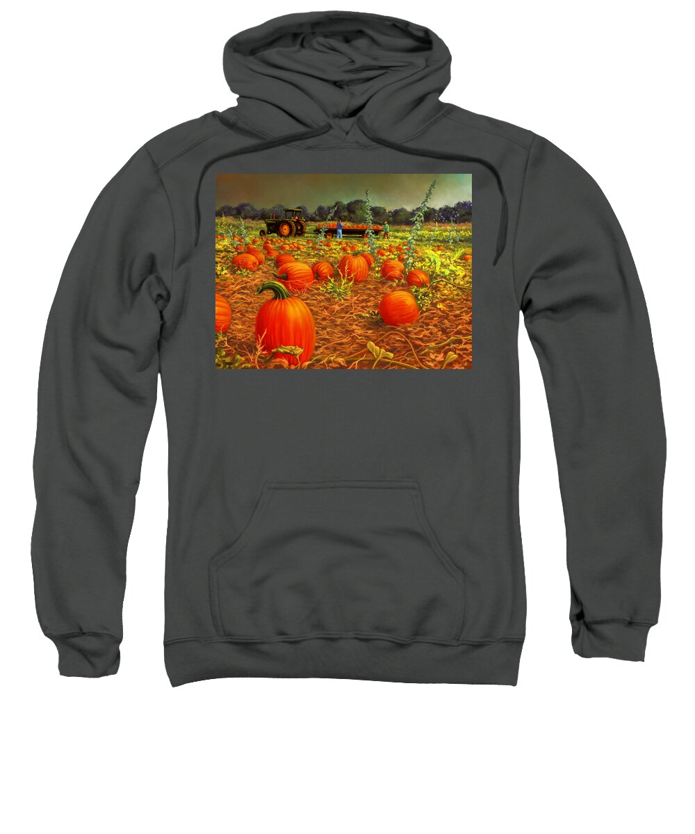 Agriculture Sweatshirt featuring the painting October Harvest by Hans Neuhart