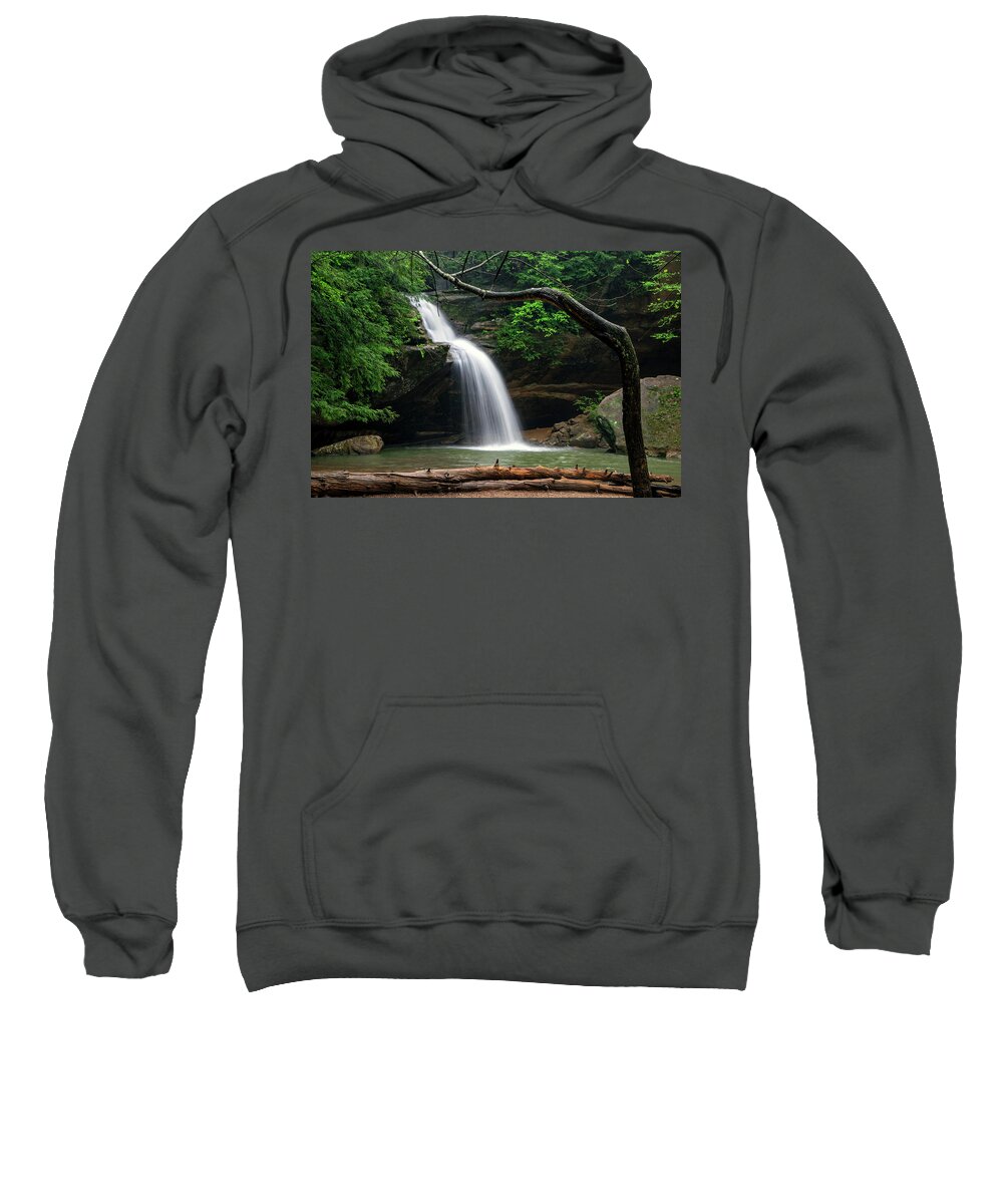 Hocking Sweatshirt featuring the photograph Old Man's Cave Lower Falls by Alan Raasch
