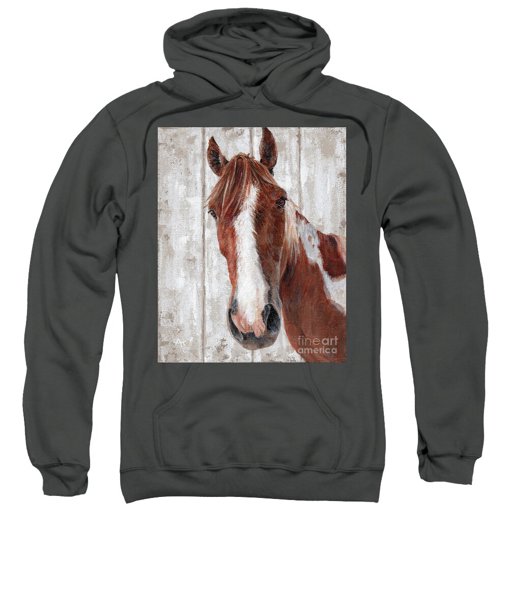 Horse Sweatshirt featuring the painting Old Paint - Horse Painting by Annie Troe