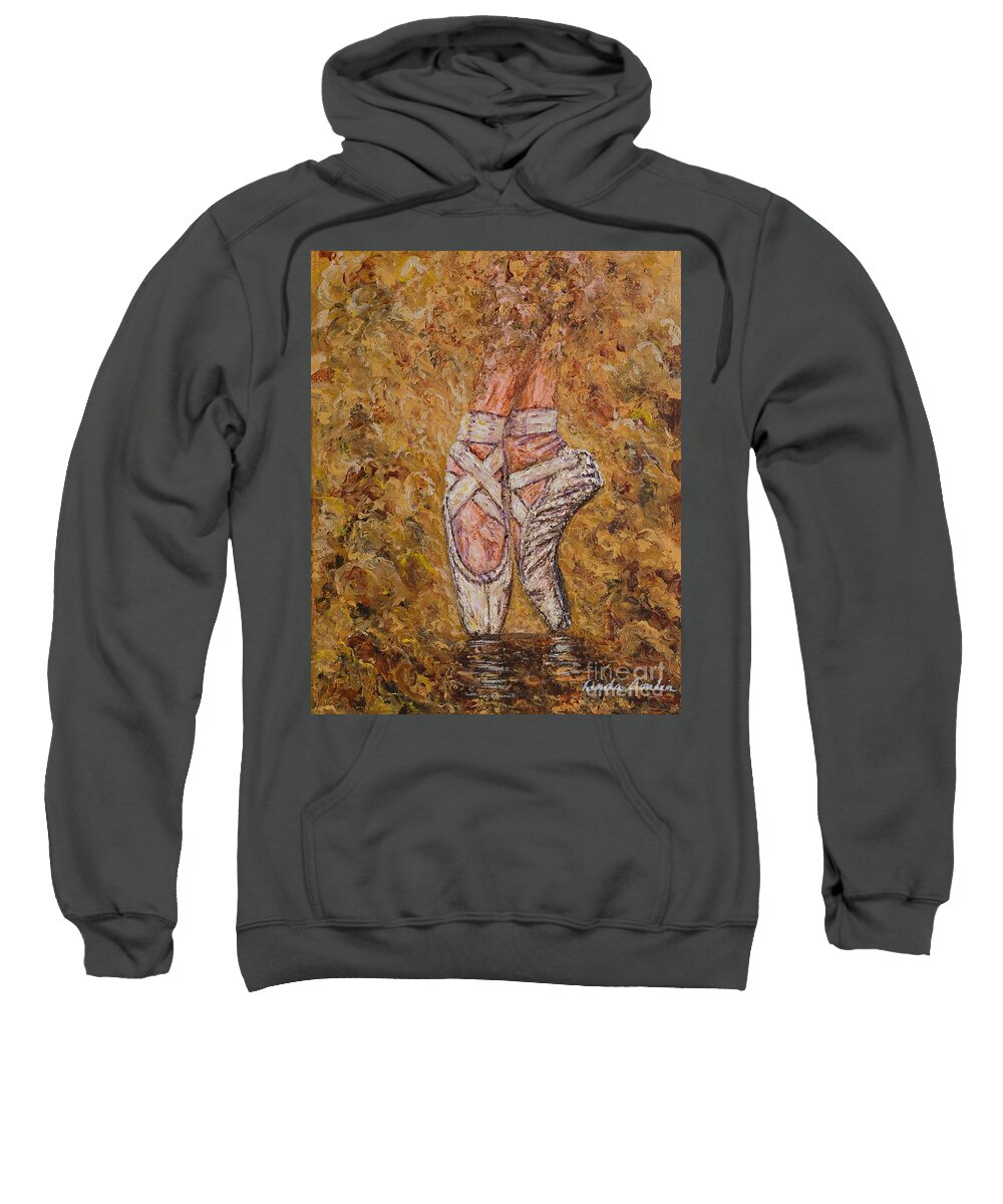 Ballet Sweatshirt featuring the painting On Pointe #2 by Linda Donlin