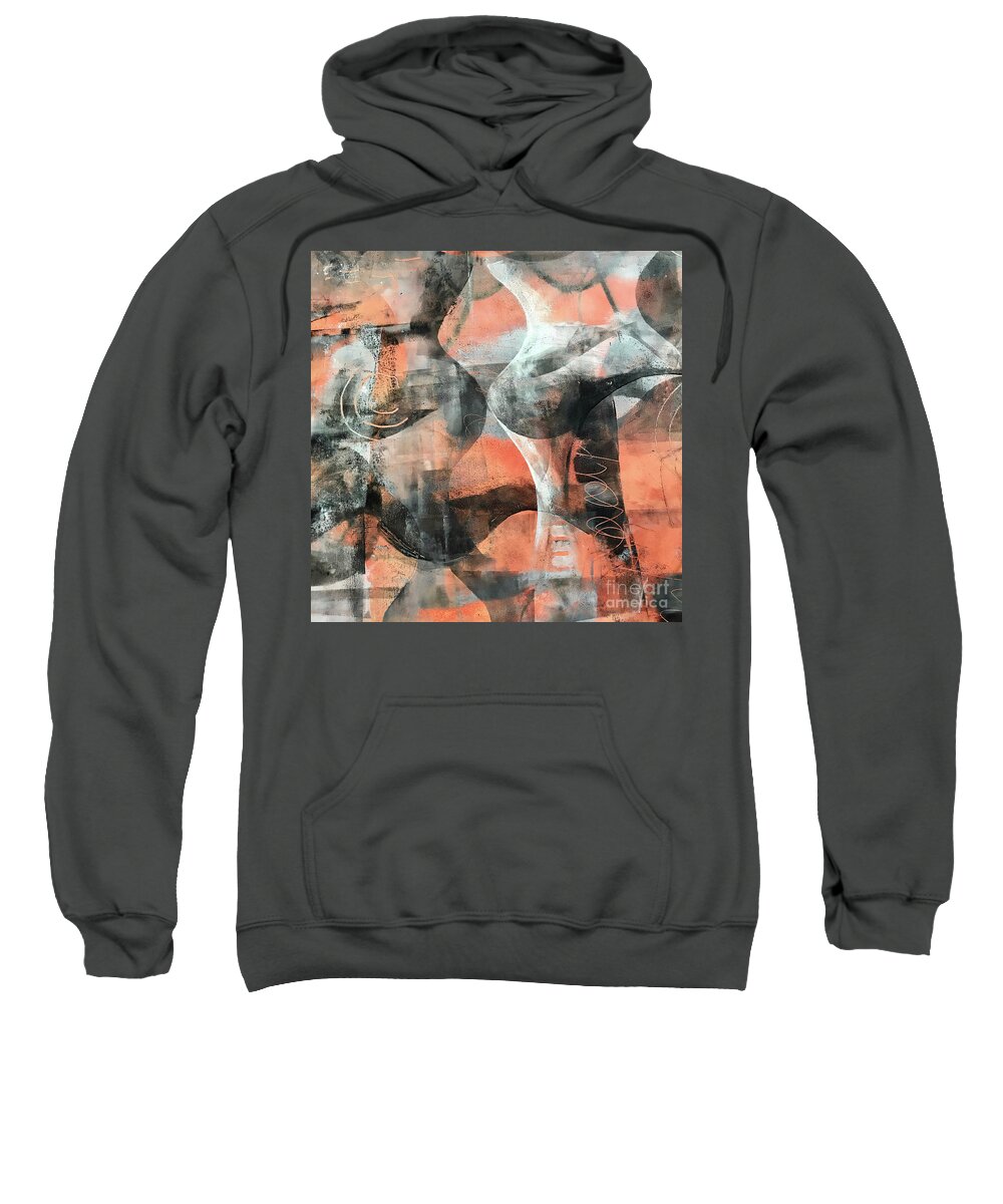 Abstract Sweatshirt featuring the painting Orange and Black by Christine Chin-Fook