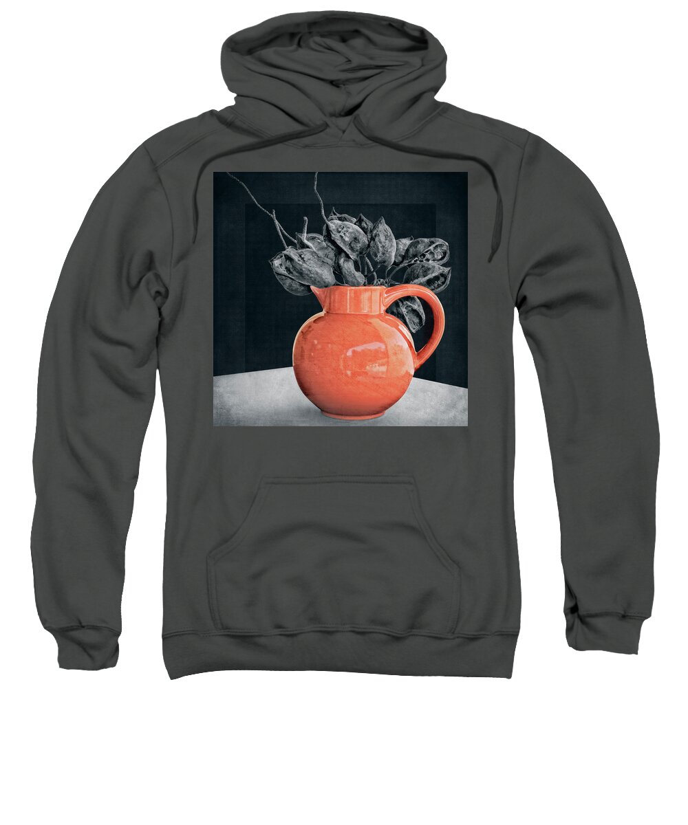 Sony Sweatshirt featuring the photograph Orange Pot and Seed Pods by Sandra Selle Rodriguez