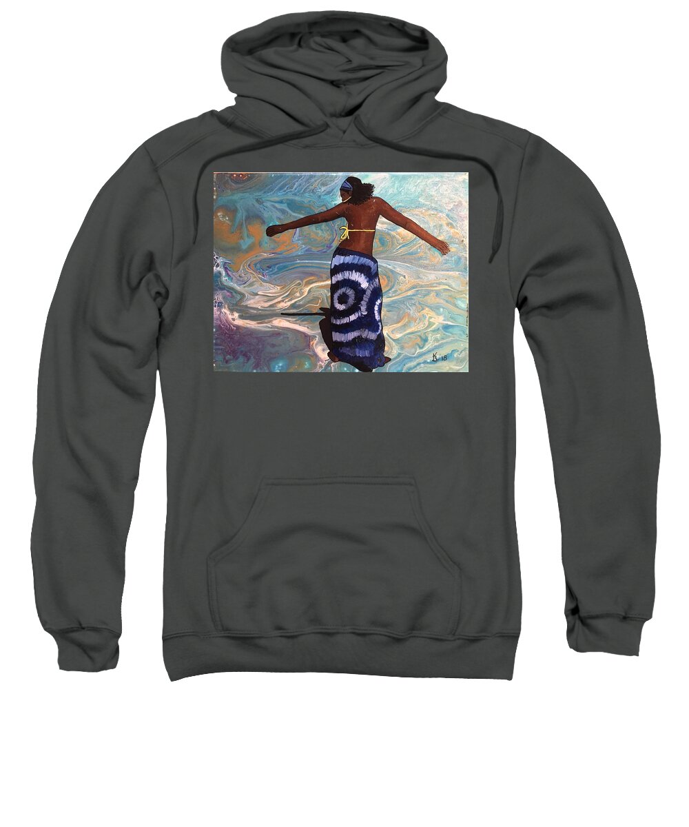 Oshun Sweatshirt featuring the painting Oshun Goddess by Karen Buford