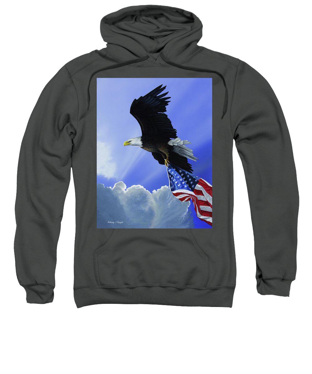Eagle Sweatshirt featuring the painting Our Glory by Anthony J Padgett
