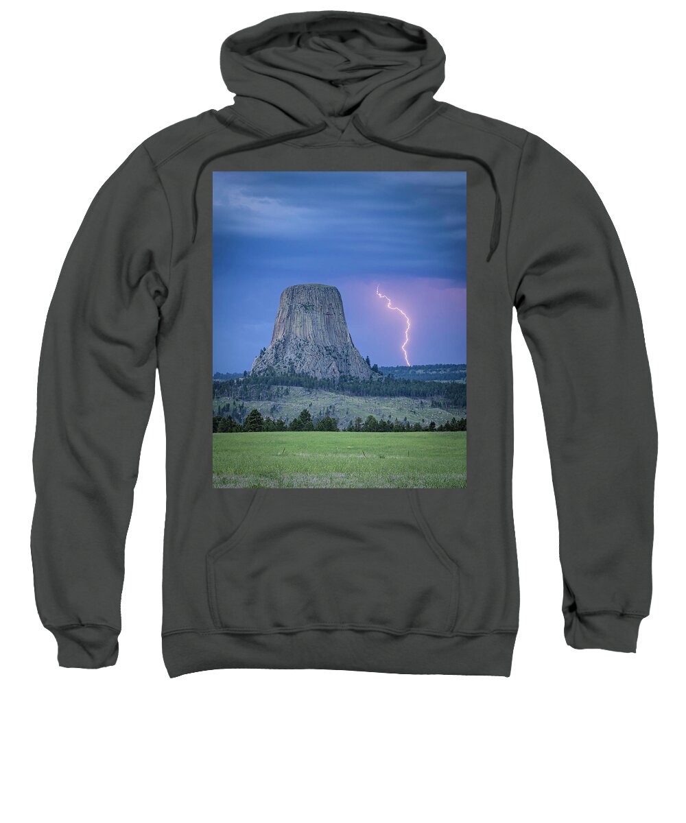 Devils Tower Sweatshirt featuring the photograph Parallel the Tower by Laura Hedien