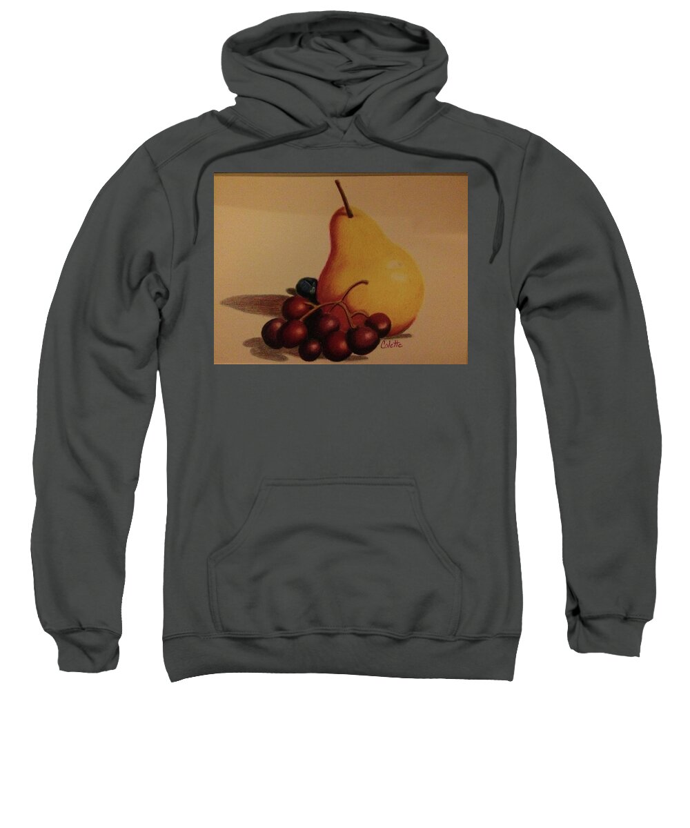 Still Life Sweatshirt featuring the drawing Pear and grapes by Colette Lee