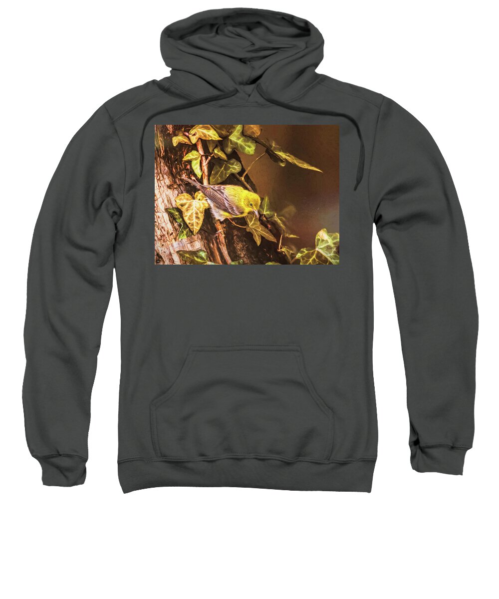 Pine Warbler Sweatshirt featuring the photograph Pine Warbler by Bellesouth Studio