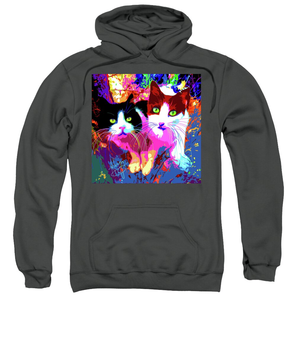 Bonnie Sweatshirt featuring the painting pOpCats Bonnie and Clyde by DC Langer